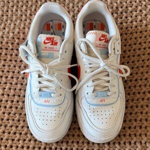 Nike Air Force 1 White and Red Sneakers